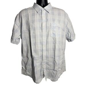 James Campbell Shirt Mens 2XL Blue Plaid Short Sleeve Button Up Lightweight Soft